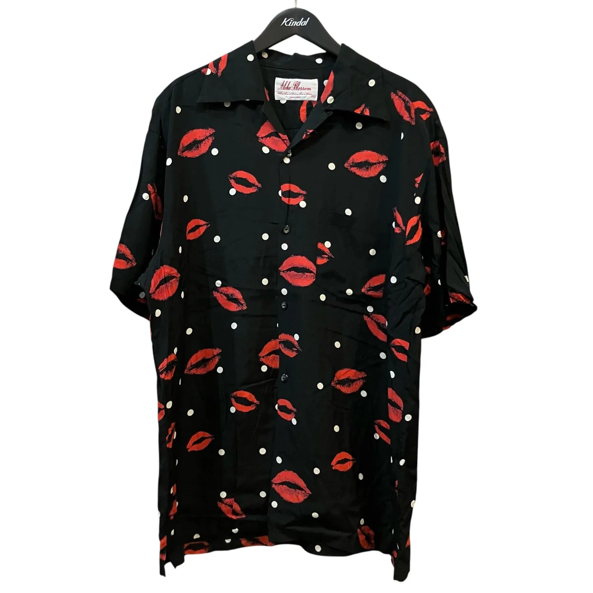 「KISS SHORT SLEEVE BLACK」キスマークアロハシャツAB 0002010101