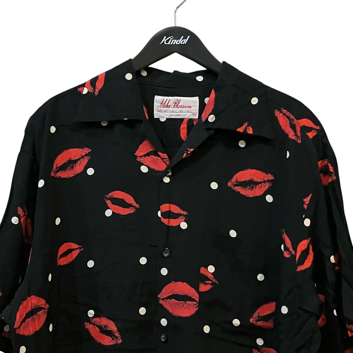 「KISS SHORT SLEEVE BLACK」キスマークアロハシャツAB 0002010101 - Image 3