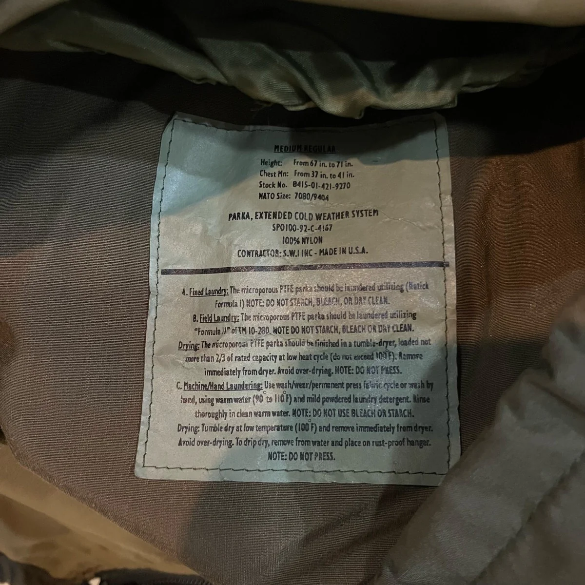 「GEN II ECWCS COLD WEATHER PARKA」ミリタリーパーカー - Image 6