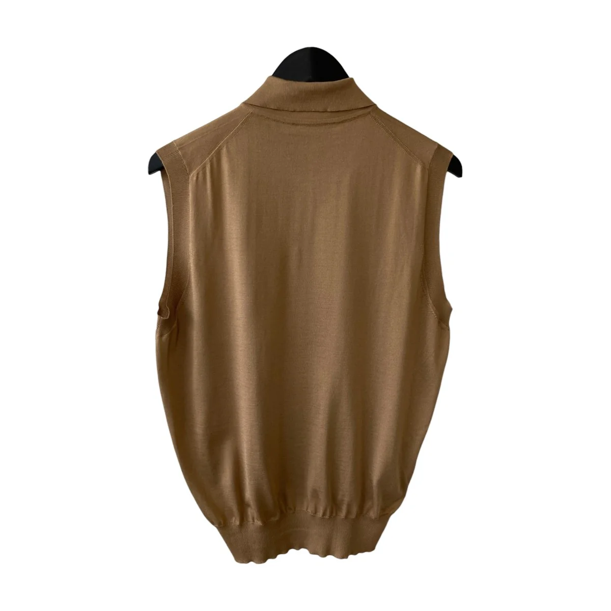 Camel Sleeveless Silk PoloノースリーブニットP29B36 - Image 2