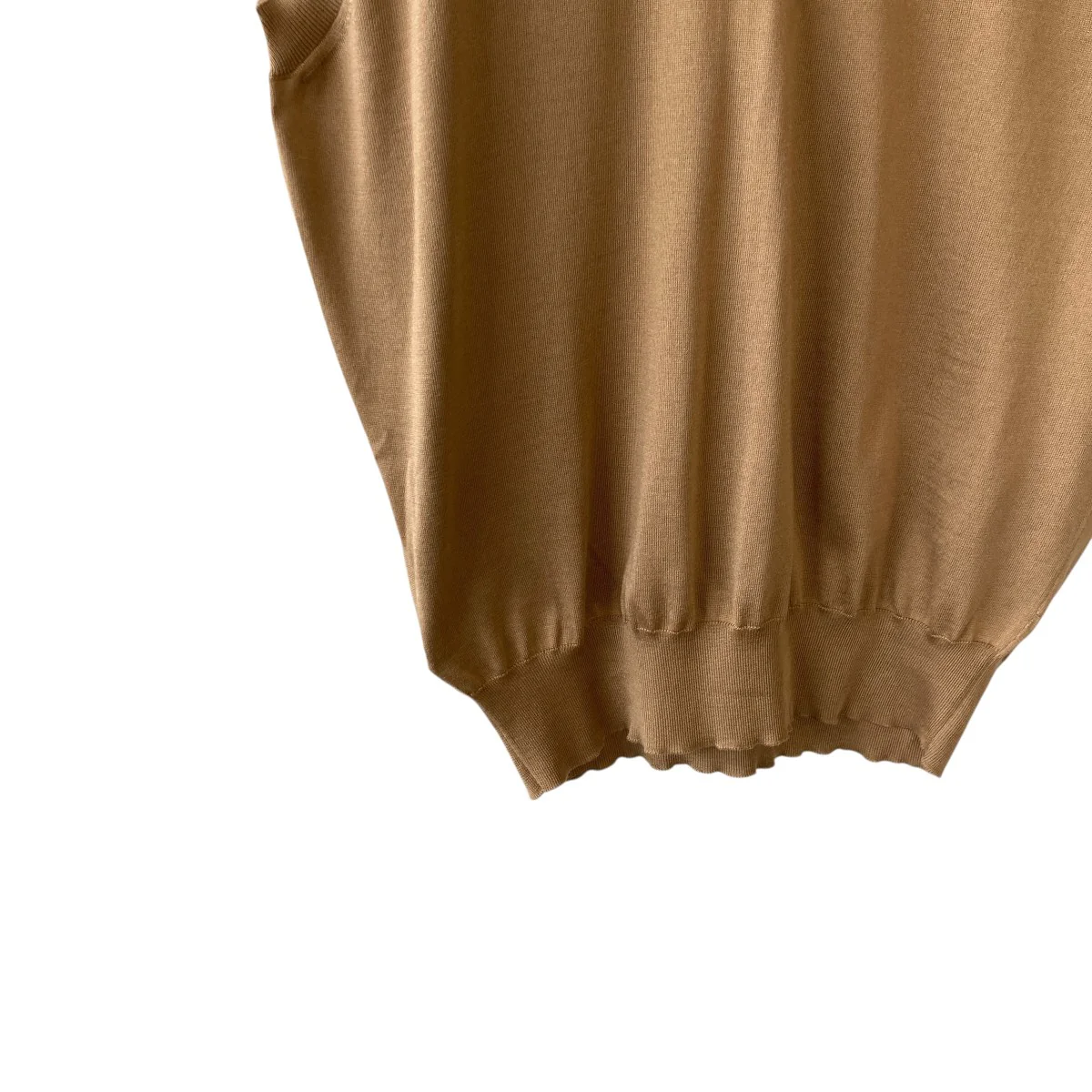 Camel Sleeveless Silk PoloノースリーブニットP29B36 - Image 4
