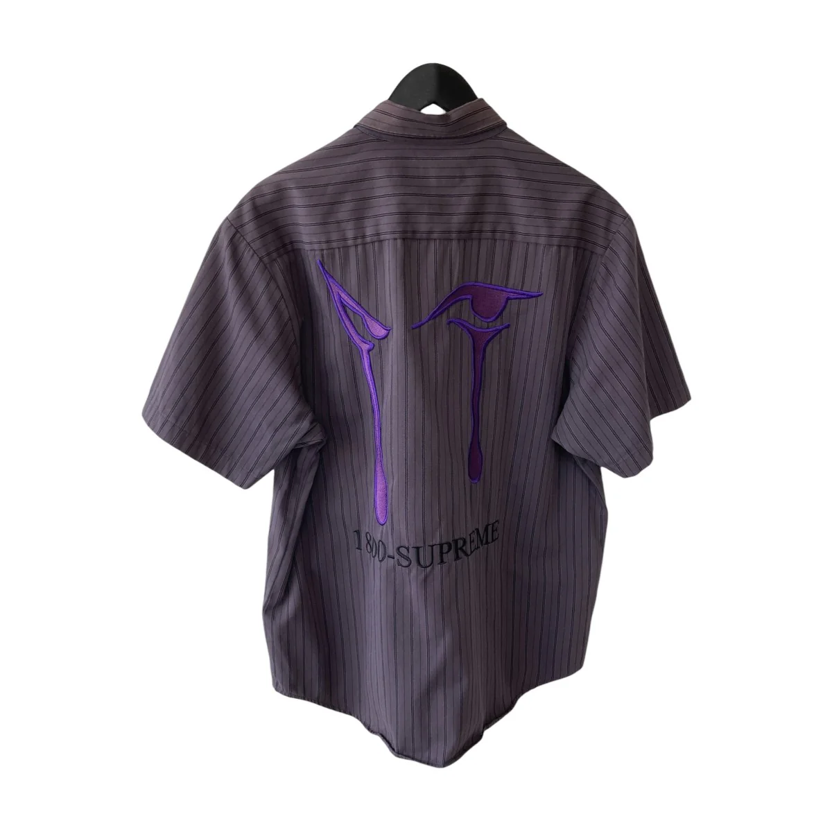 24AWAOI Eyes S／S Work Shirt Stripeストライプ半袖シャツ - Image 2