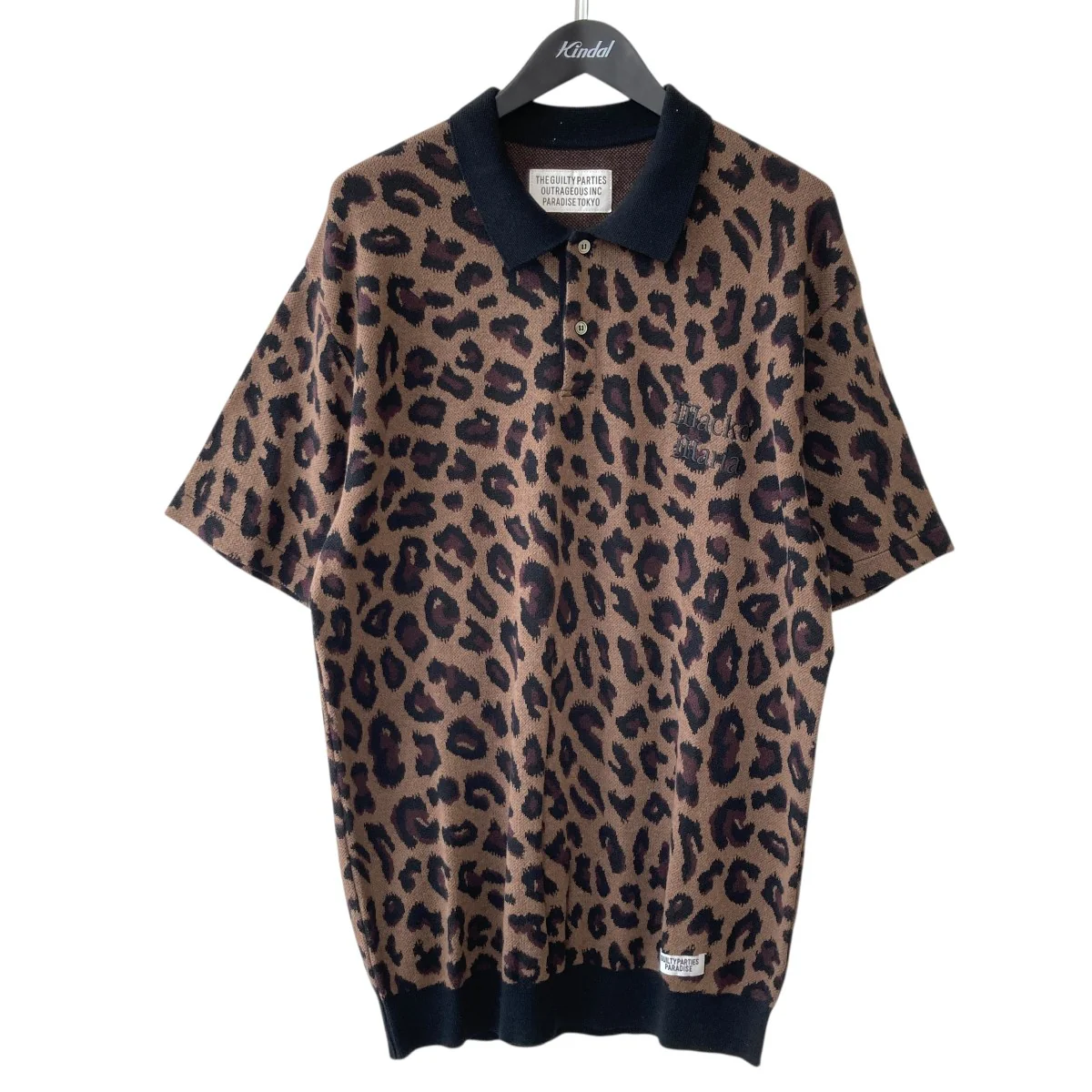 23SSLEOPARD KNIT JACQUARD SHIRT総柄半袖ニットトップス