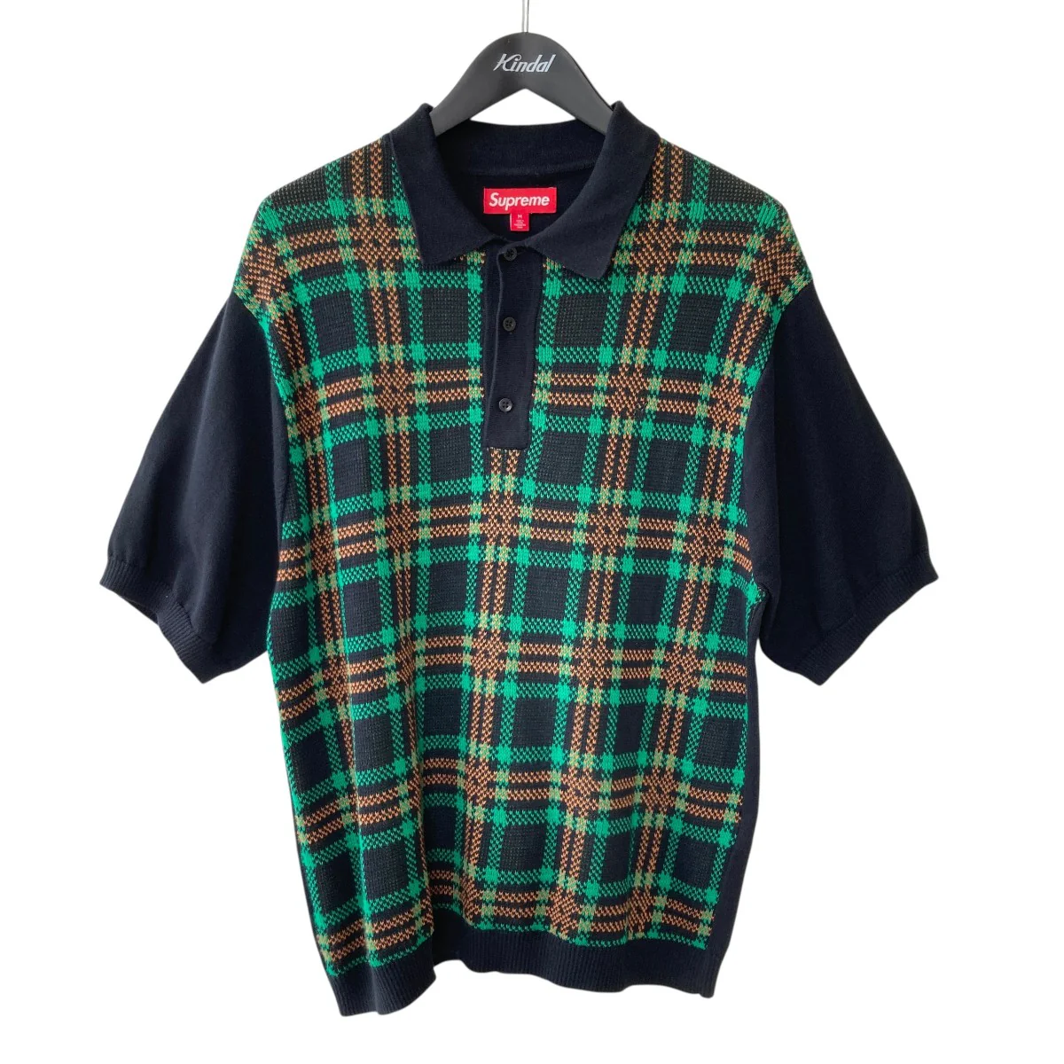 24SSPlaid Knit S S Polo半袖 ニットポロシャツ