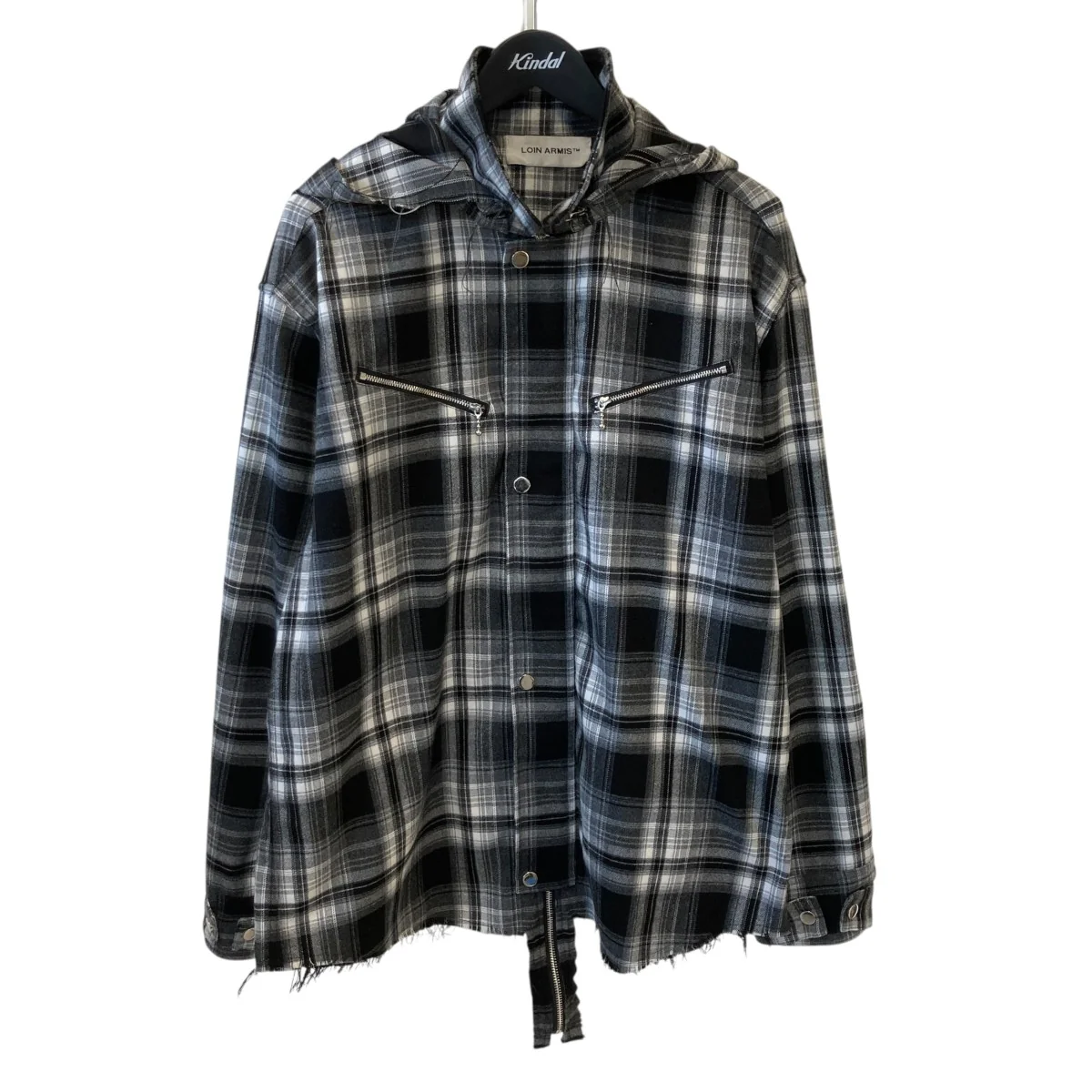 HOODED OMBRE CHECK SHIRTチェック長袖シャツ