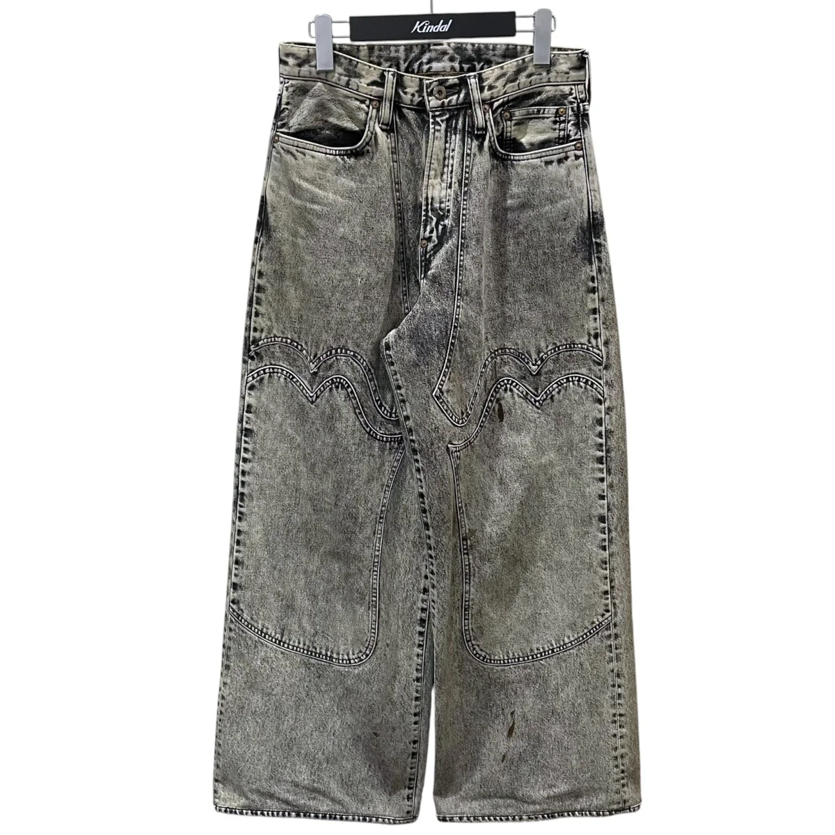 24SS 加工デニムパンツ ACID WASHED MODERN WESTERN WIDE TROUSERS 2441000420