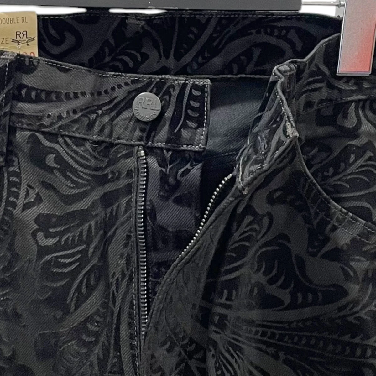 24AW フラワーフロッキープリントデニムパンツ Black Floral 12oz Flocked Denim 782943823001 - Image 3