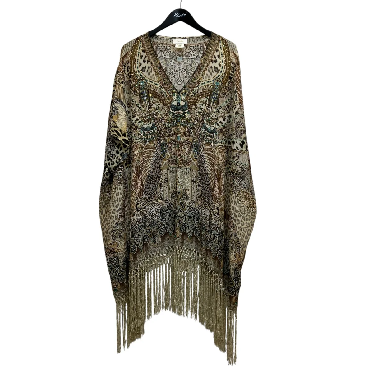 V NECK KAFTAN WITH FRINGEワンピース25040570000110