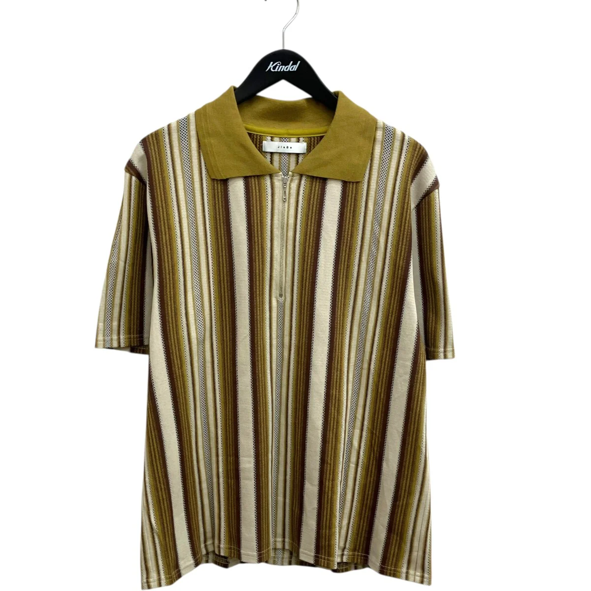 24SSHALF ZIP STRIPE S S SHIRTジップニットポロシャツJie-24S-SH09