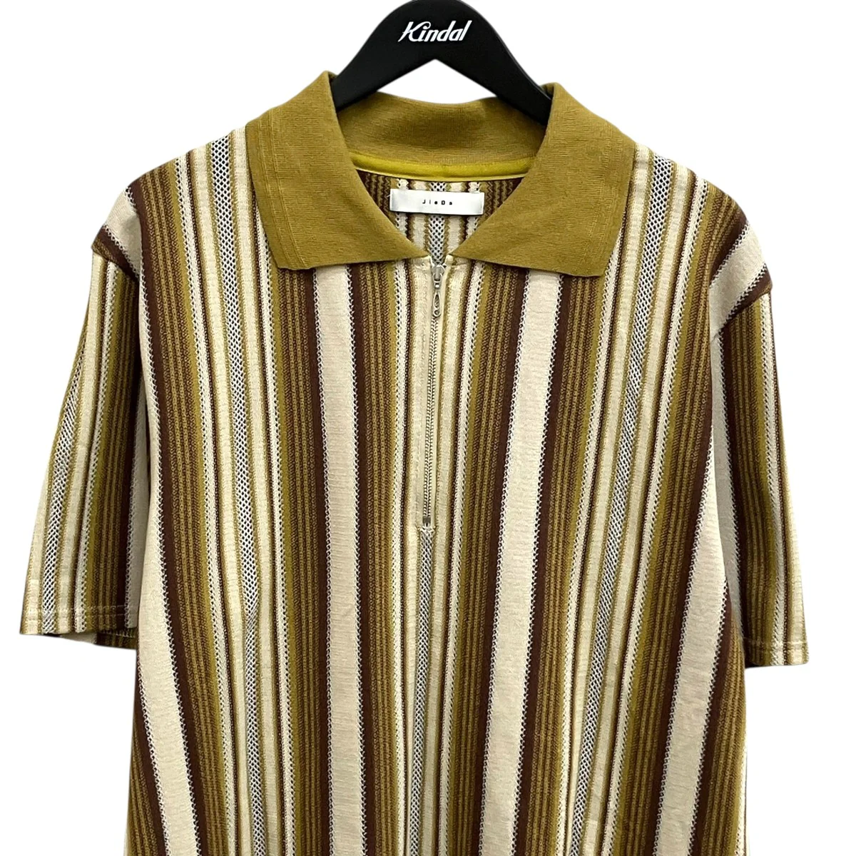 24SSHALF ZIP STRIPE S S SHIRTジップニットポロシャツJie-24S-SH09 - Image 3