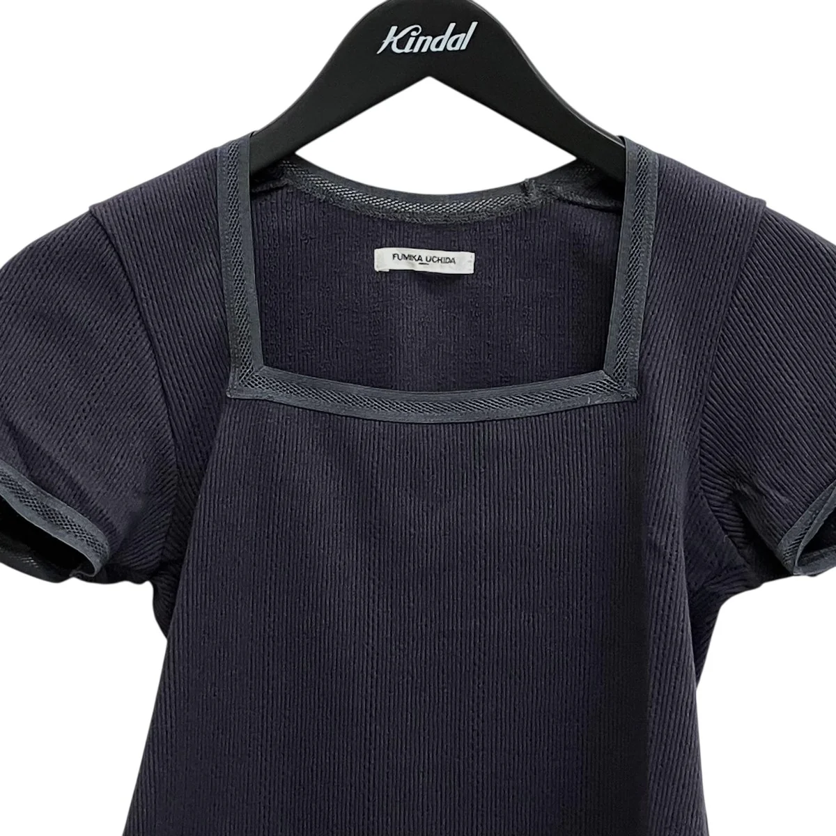 Eyelet Rib Stitch Square-neck T-shirt半袖カットソーFU-V-UW005 - Image 3