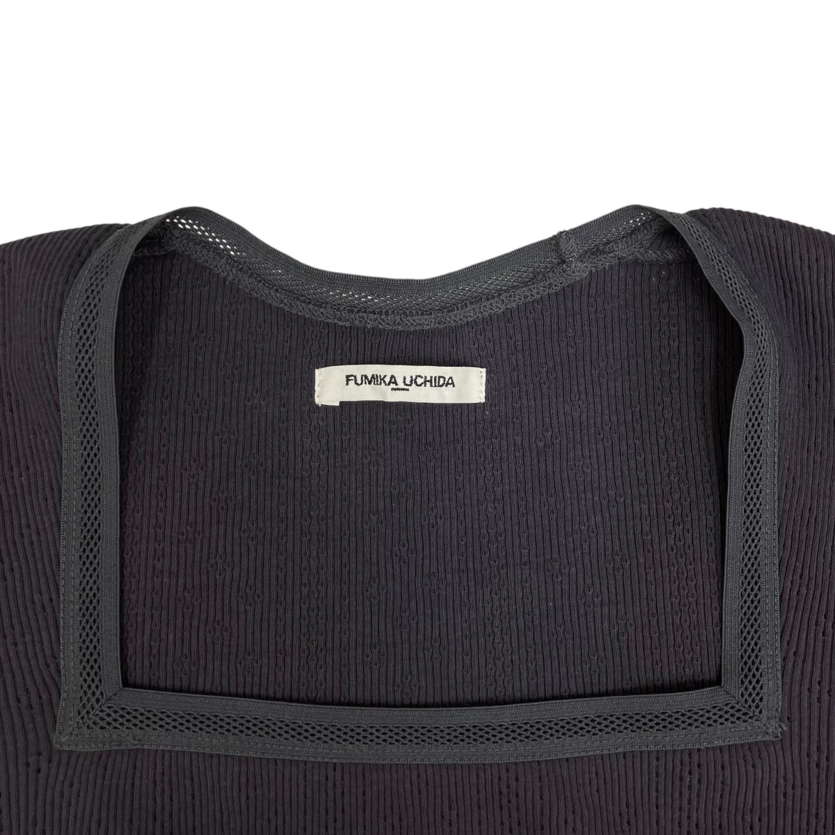 Eyelet Rib Stitch Square-neck T-shirt半袖カットソーFU-V-UW005 - Image 5