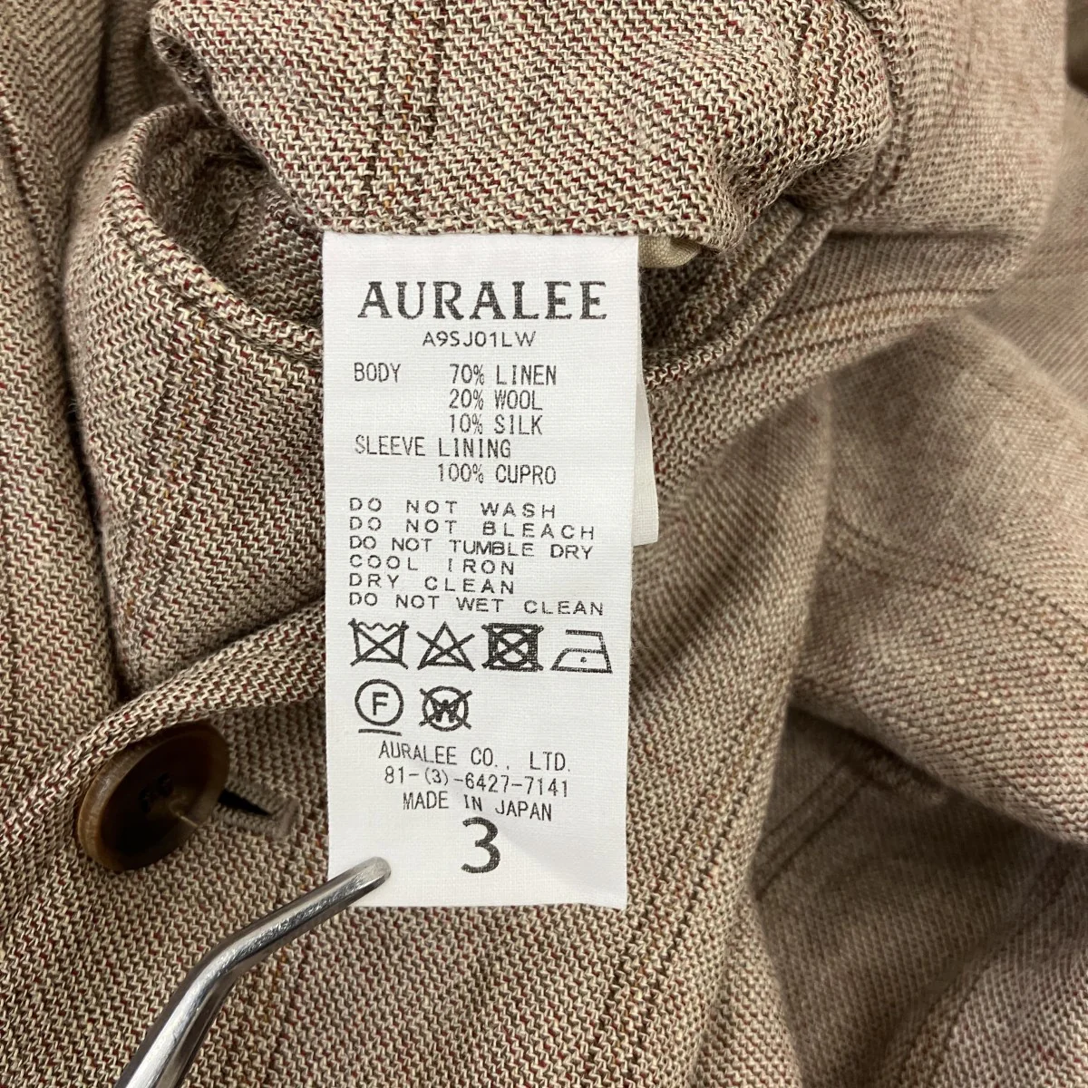 LINEN WOOL SILK SHARK SKIN JACKETストライプテーラードジャケットA9SJ01LW - Image 6