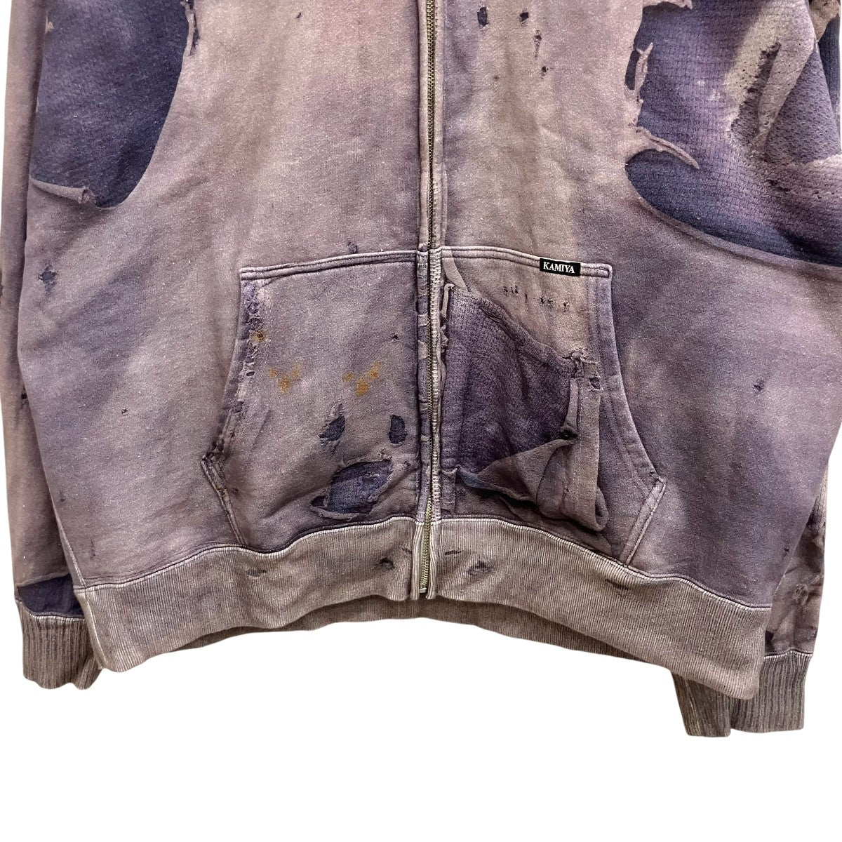 Trompe L’oeil Print Zip-up Hoodie NavyパーカーG15HD114 - Image 4