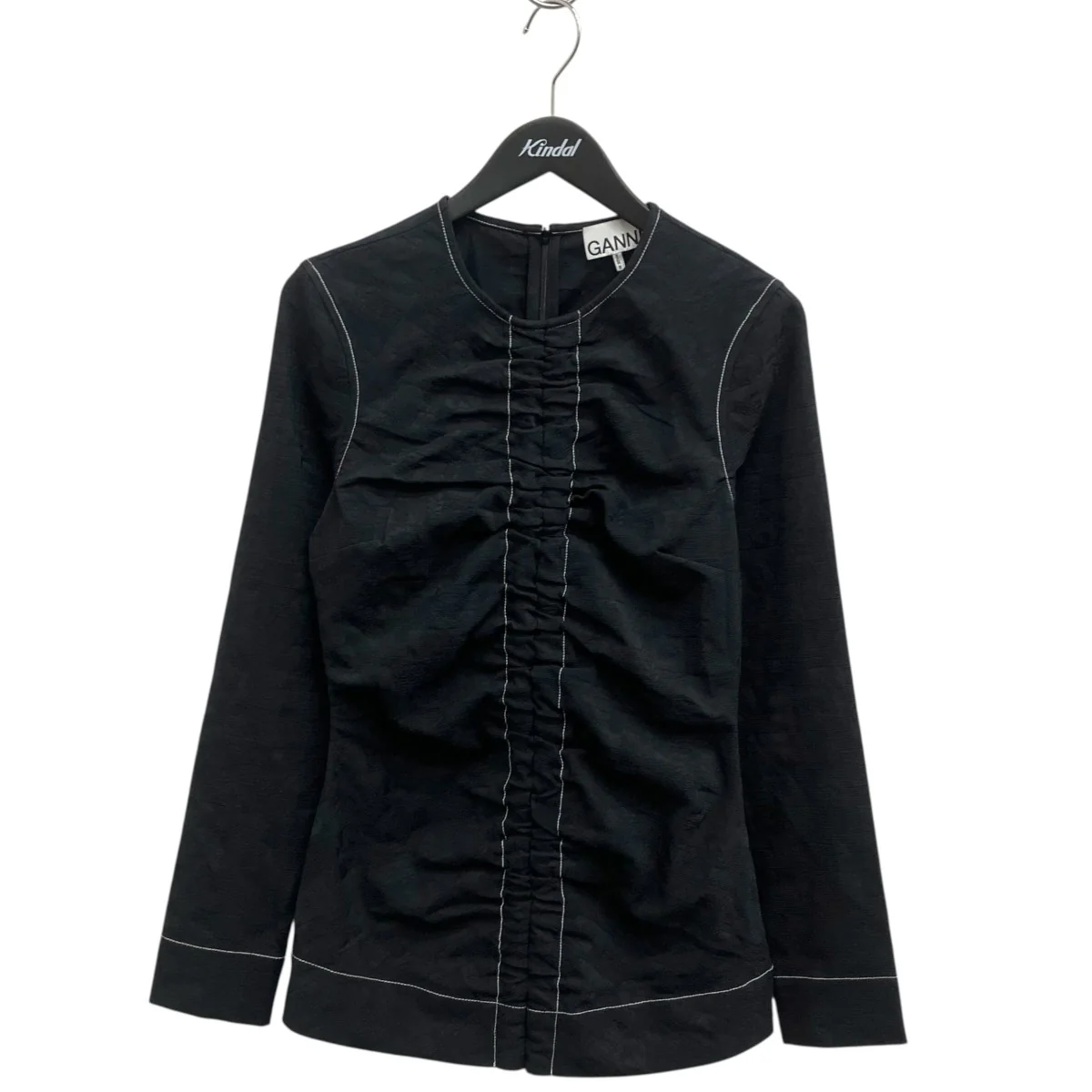 Stretch Jacquard Ruched Blouse長袖ブラウスEUH-52010-B
