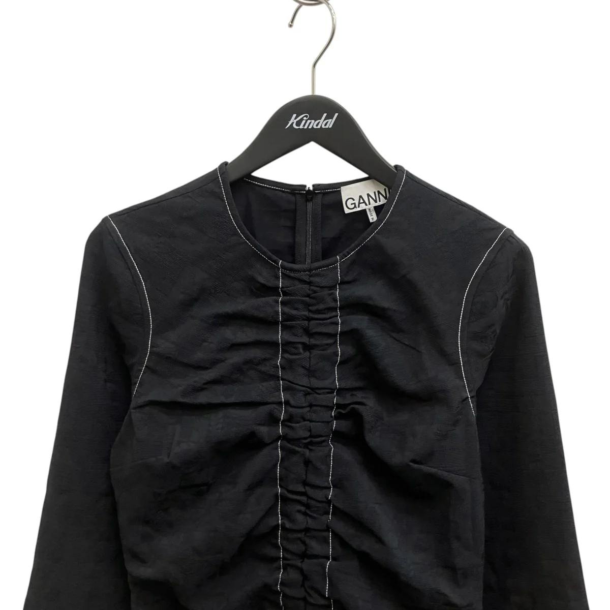 Stretch Jacquard Ruched Blouse長袖ブラウスEUH-52010-B - Image 3