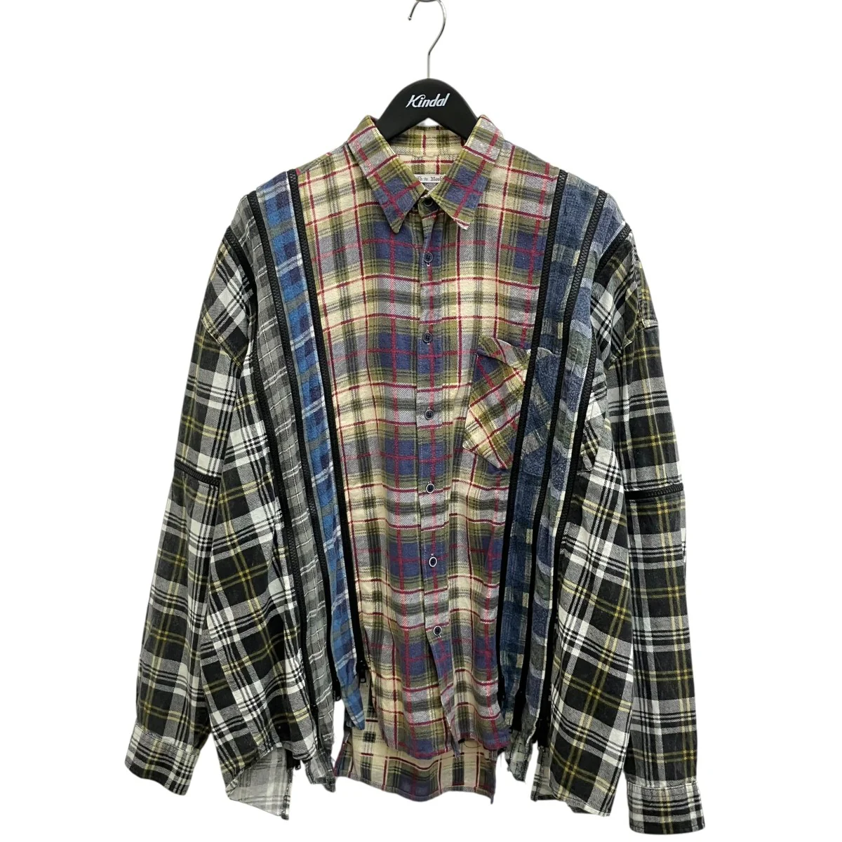 7 CUTS ZIPPED WIDE SHIRTチェック長袖シャツIN239