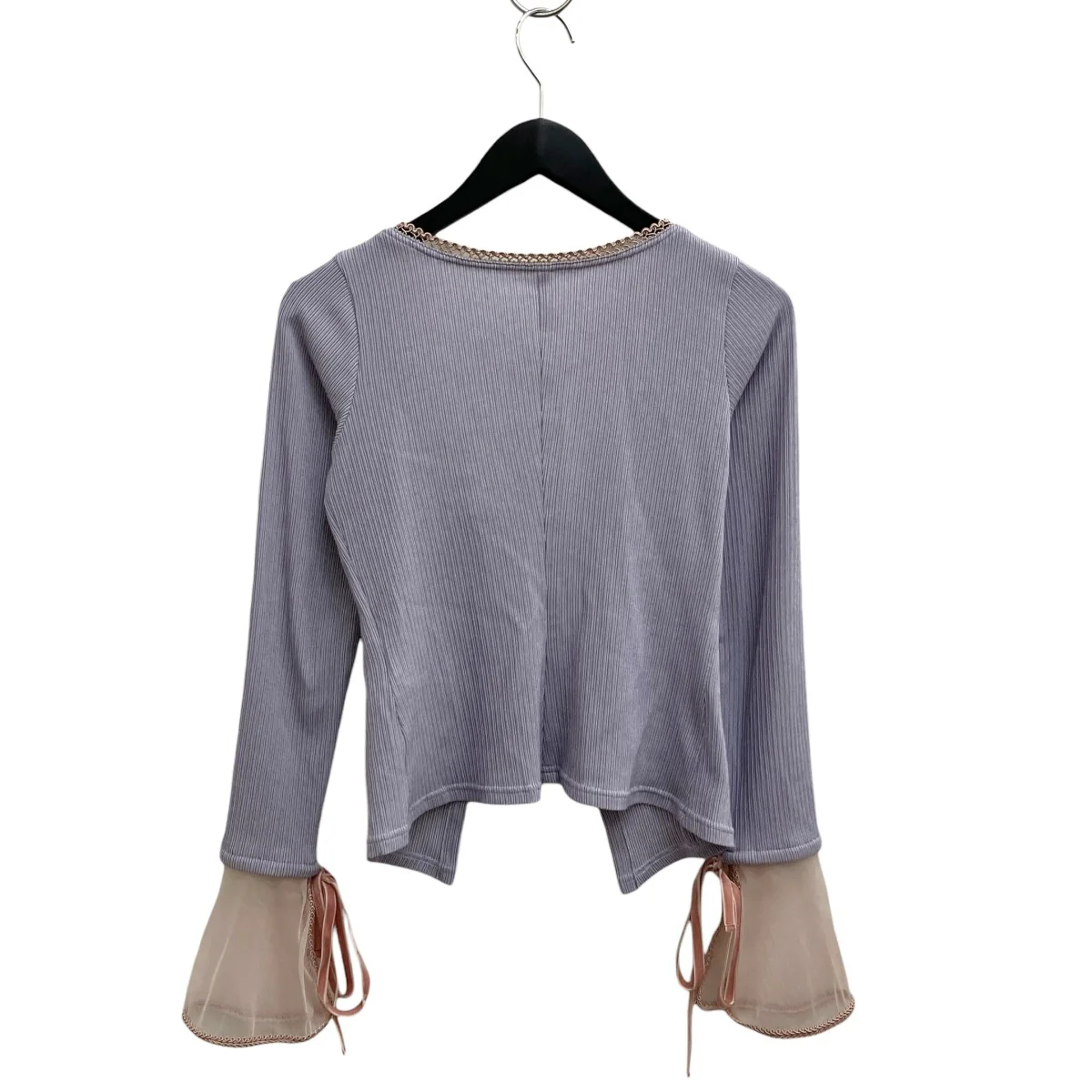 sheer sleeve random rib cardiganカーディガンTD23AW-P058 - Image 2