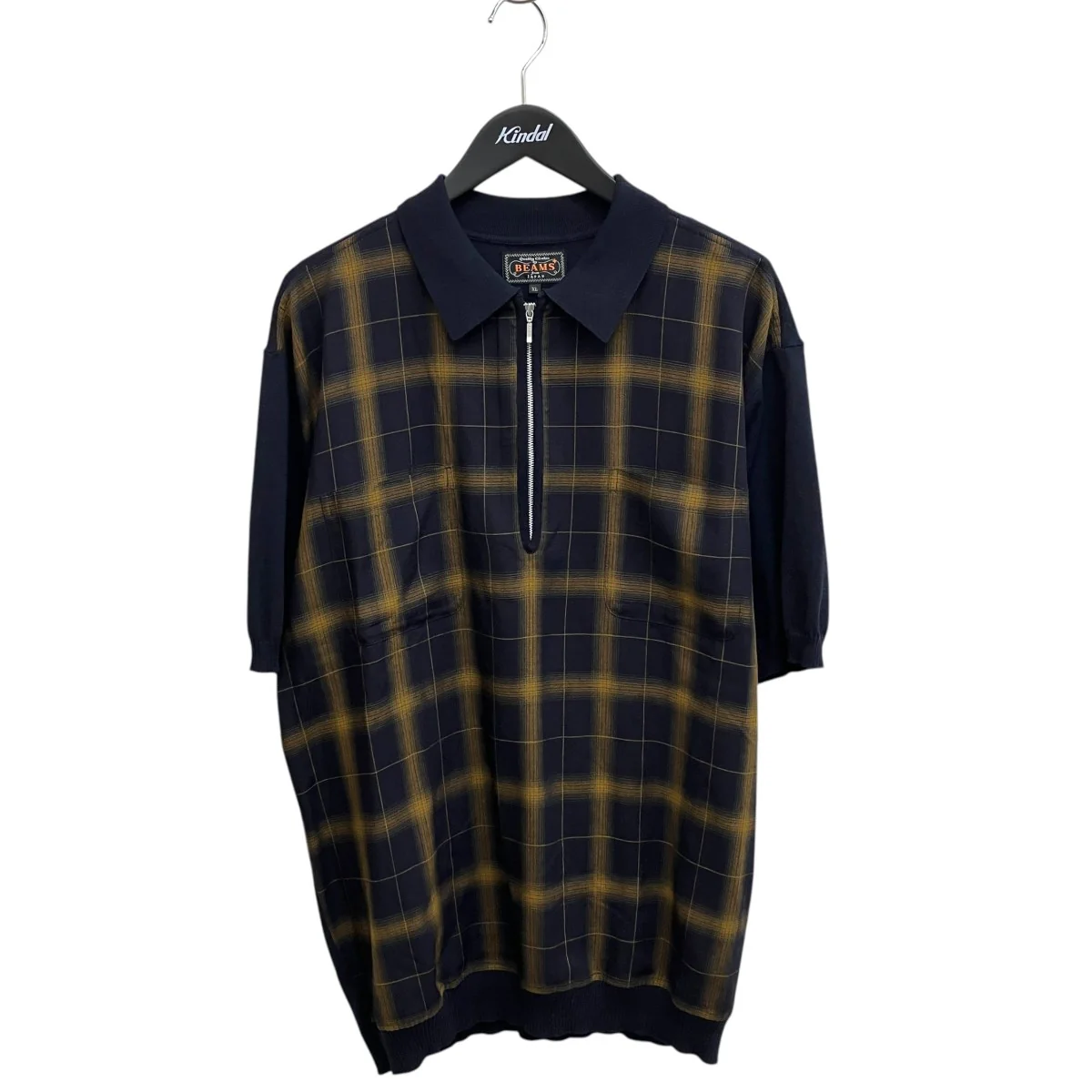 Half Zip Panel Polo Ombre Plaidポロシャツ38-02-0075-156
