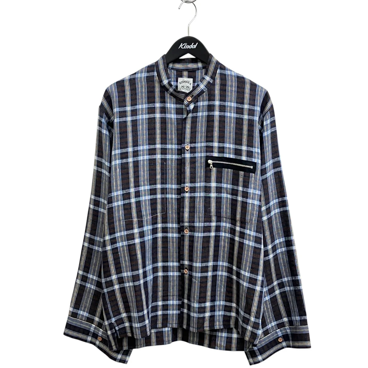 SAFILIN FRENCH LINEN BOMBER SHIRTチェックシャツSUNSEA3113