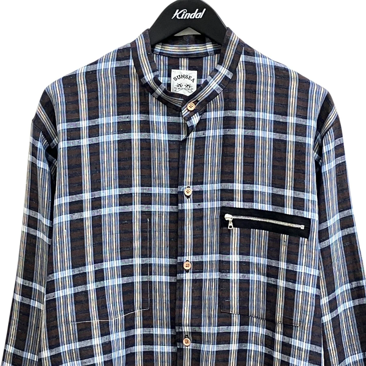 SAFILIN FRENCH LINEN BOMBER SHIRTチェックシャツSUNSEA3113 - Image 3
