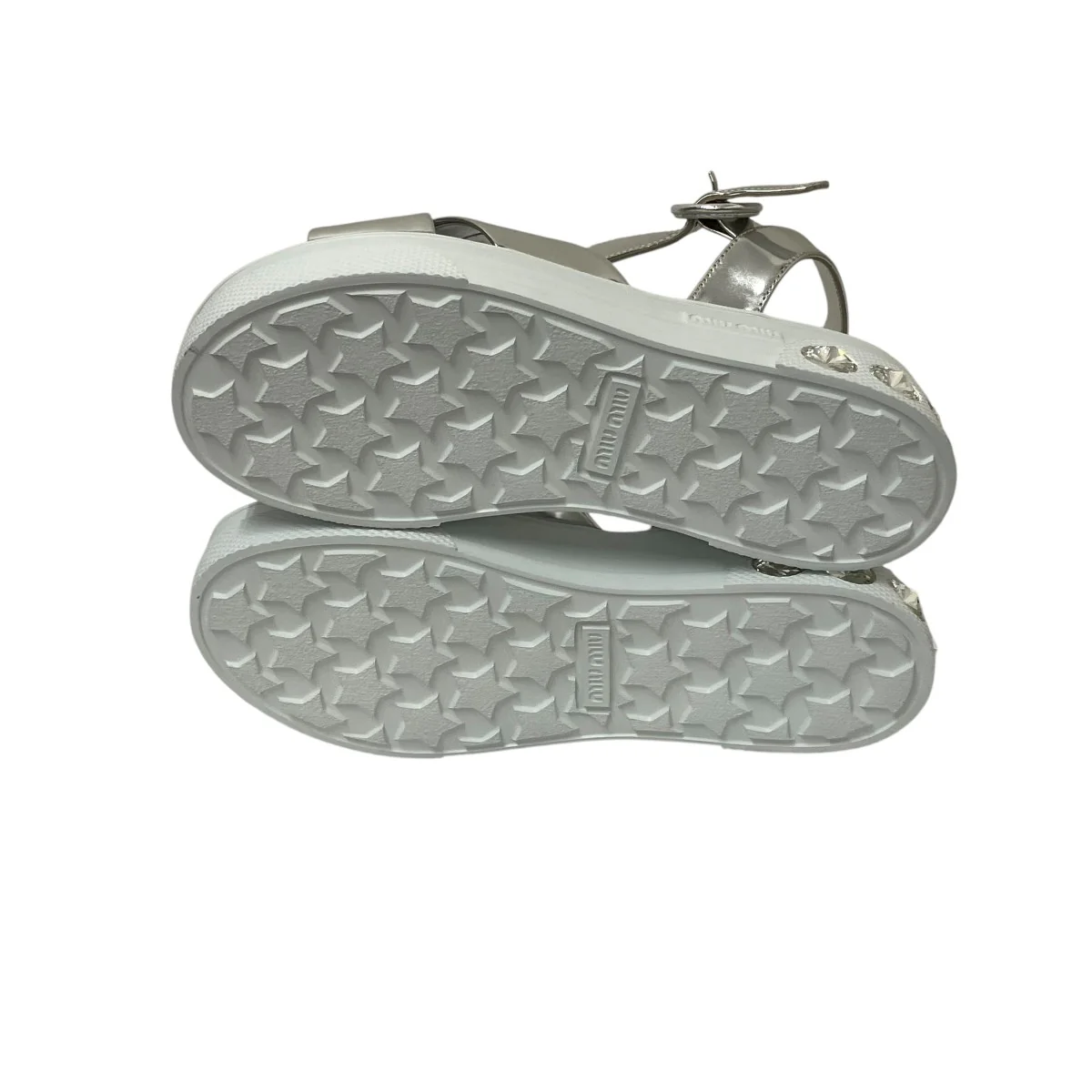White Patent Leather Ankle Strap Crystals Platform Sandalsサンダル5X996C - Image 7