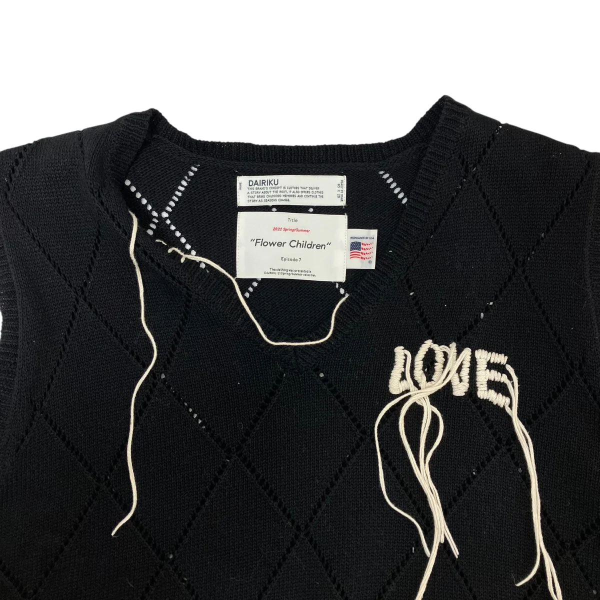 LOVE Hand Emboridary Aygyle Knit Vestニットベスト21SS K-6 - Image 3