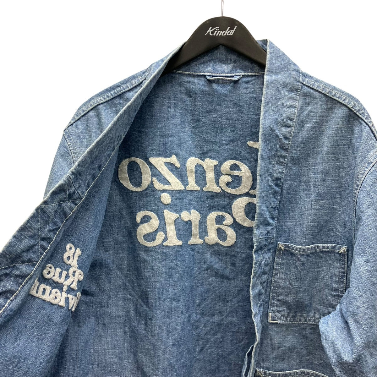 STONE BLEACHED BLUE DENIM KIMONO JACKET キモノデニムジャケット - Image 6