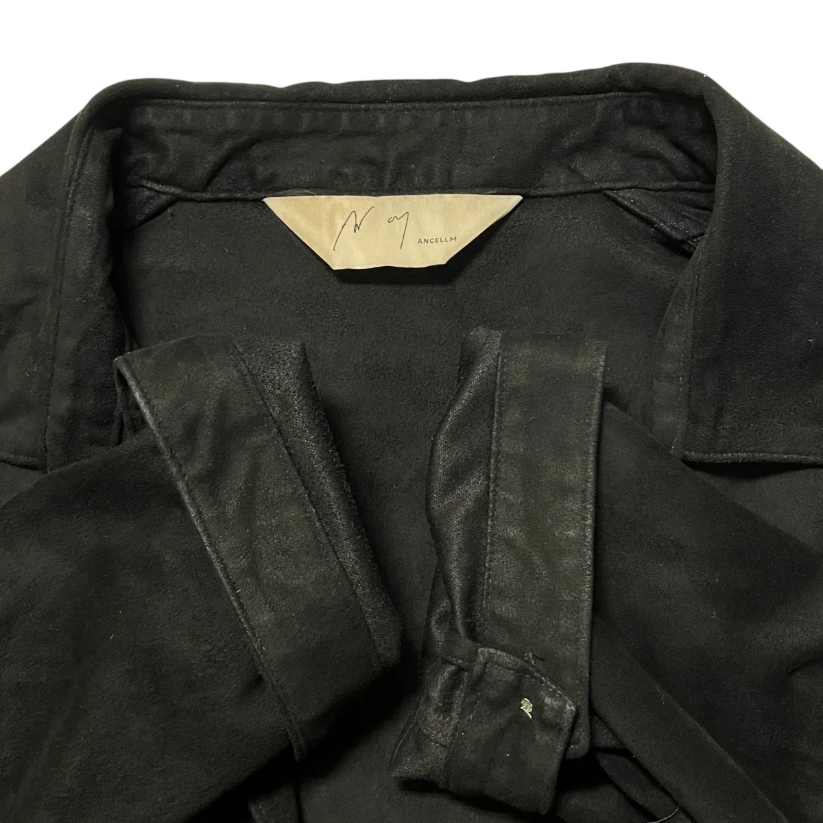 VEGAN LEATHER SKIPPER SHIRTオープンカラー長袖シャツANC SH27 - Image 7