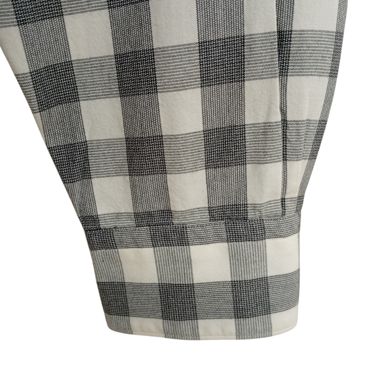 MORISS コットンブロックチェックバンドカラーチェックノーカラーシャツSHIRT 076 - Image 6