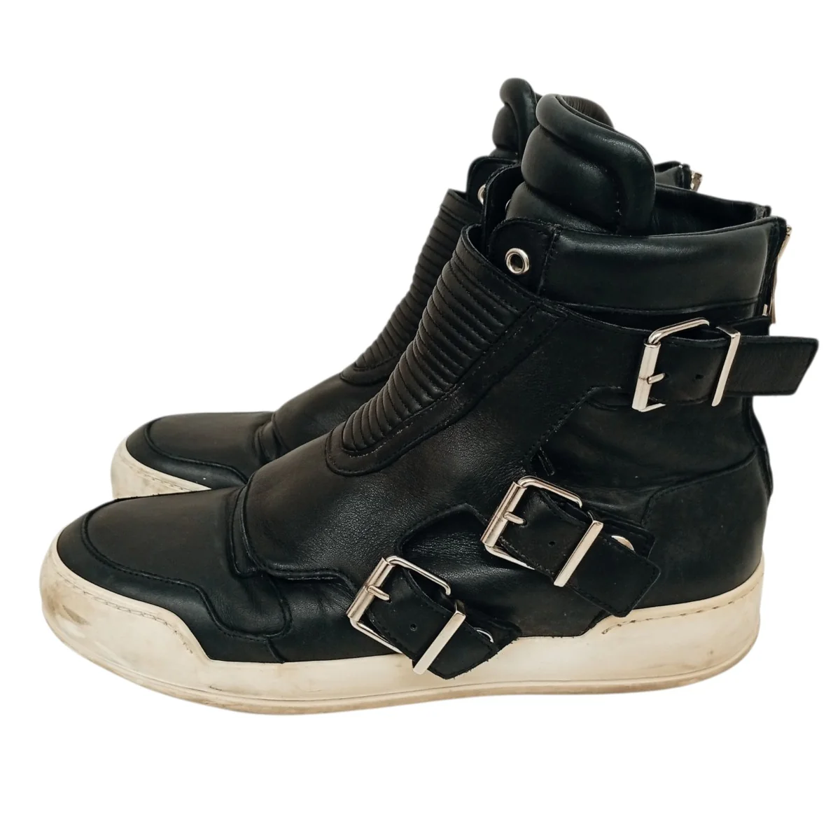 Quilted Biker High-Top SneakersレザースニーカーW6H T323 D591 - Image 3