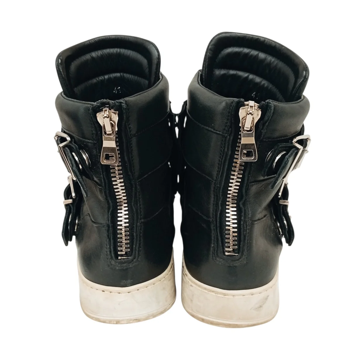 Quilted Biker High-Top SneakersレザースニーカーW6H T323 D591 - Image 4