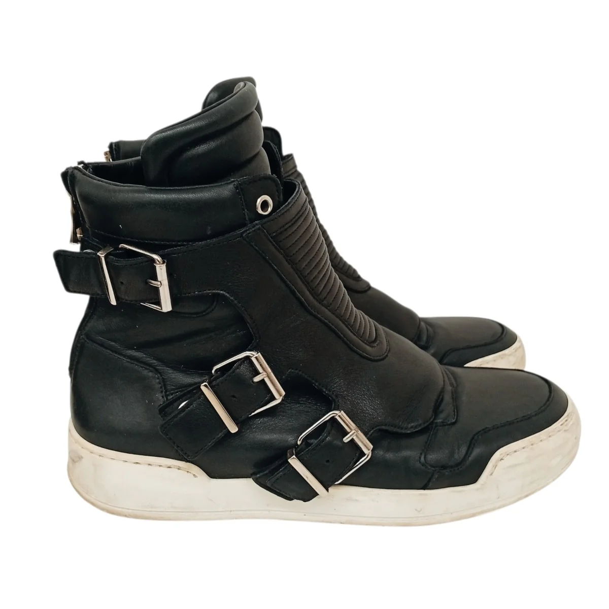 Quilted Biker High-Top SneakersレザースニーカーW6H T323 D591 - Image 5