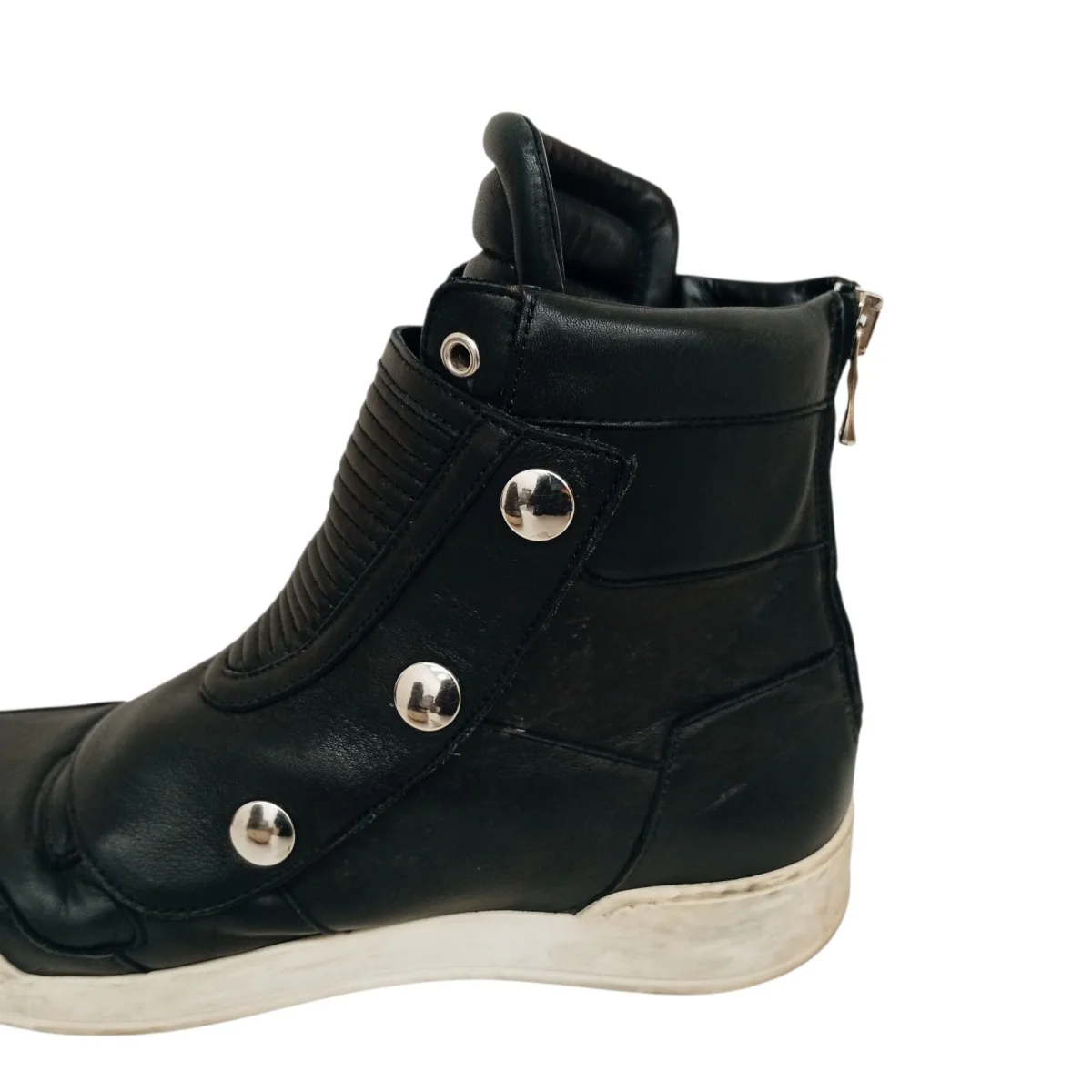 Quilted Biker High-Top SneakersレザースニーカーW6H T323 D591 - Image 8