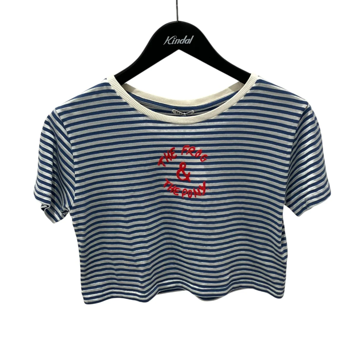 Frog and Pony cropped flocked striped cotton-blend T-shirtボーダーTシャツ92-03-35-03032