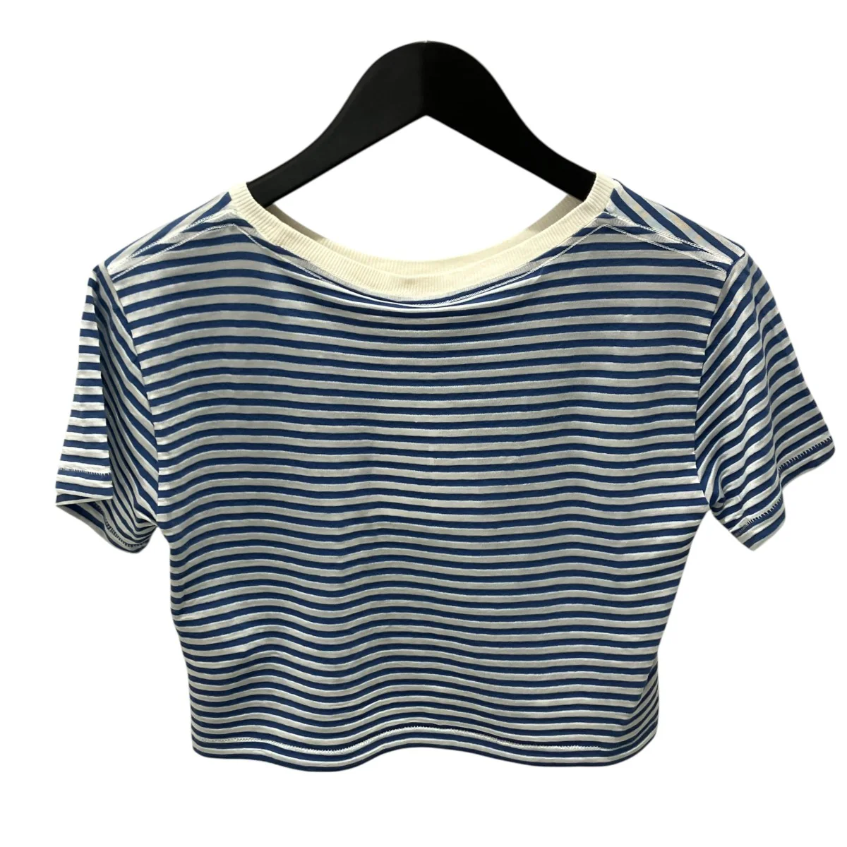 Frog and Pony cropped flocked striped cotton-blend T-shirtボーダーTシャツ92-03-35-03032 - Image 2