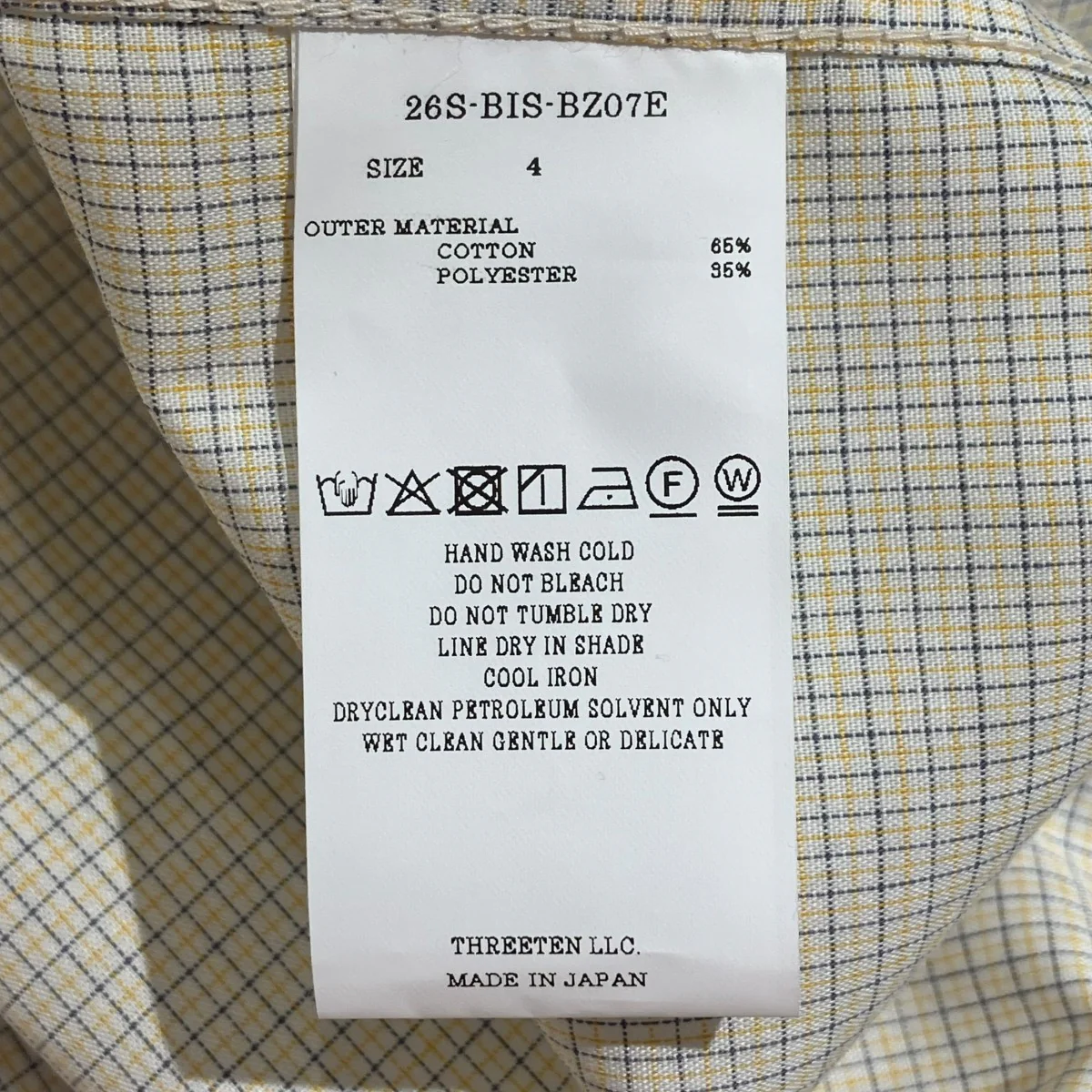 26SSDSADSTOCK TC MINICHECK SHAWL SHIRTSシャツ26S-BIS-BZ07E - Image 5