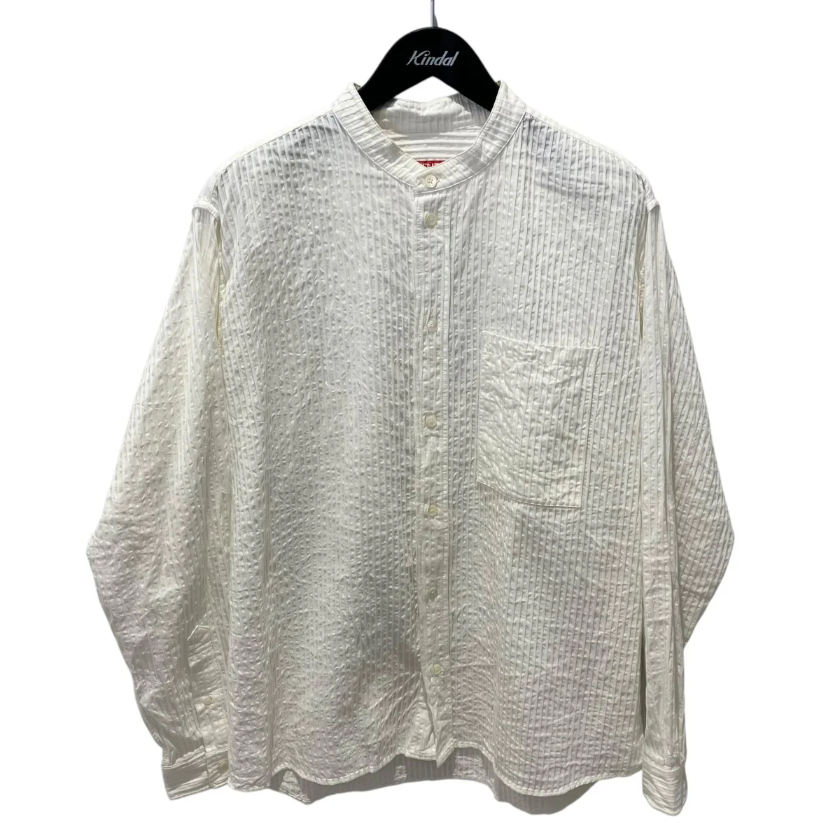 プリーツストライプバンドカラーシャツバンドカラーシャツFE65CH4349LU