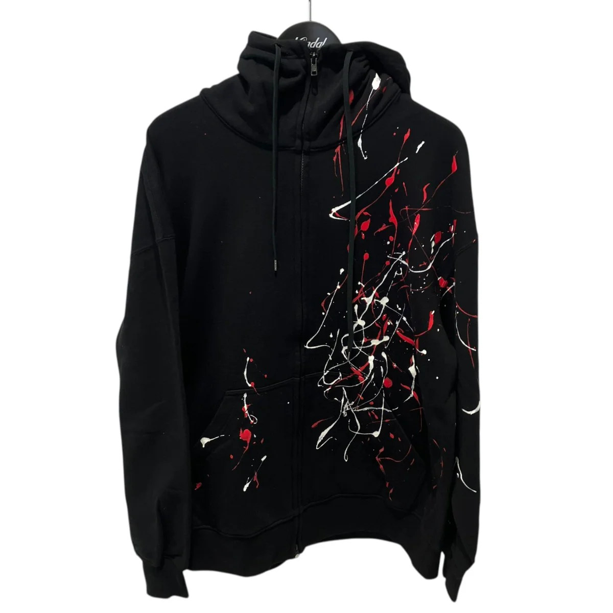 FRENCH TERRY SPLASH PAINTED ZIP-UP HOODIE REDパーカーub-t29-033