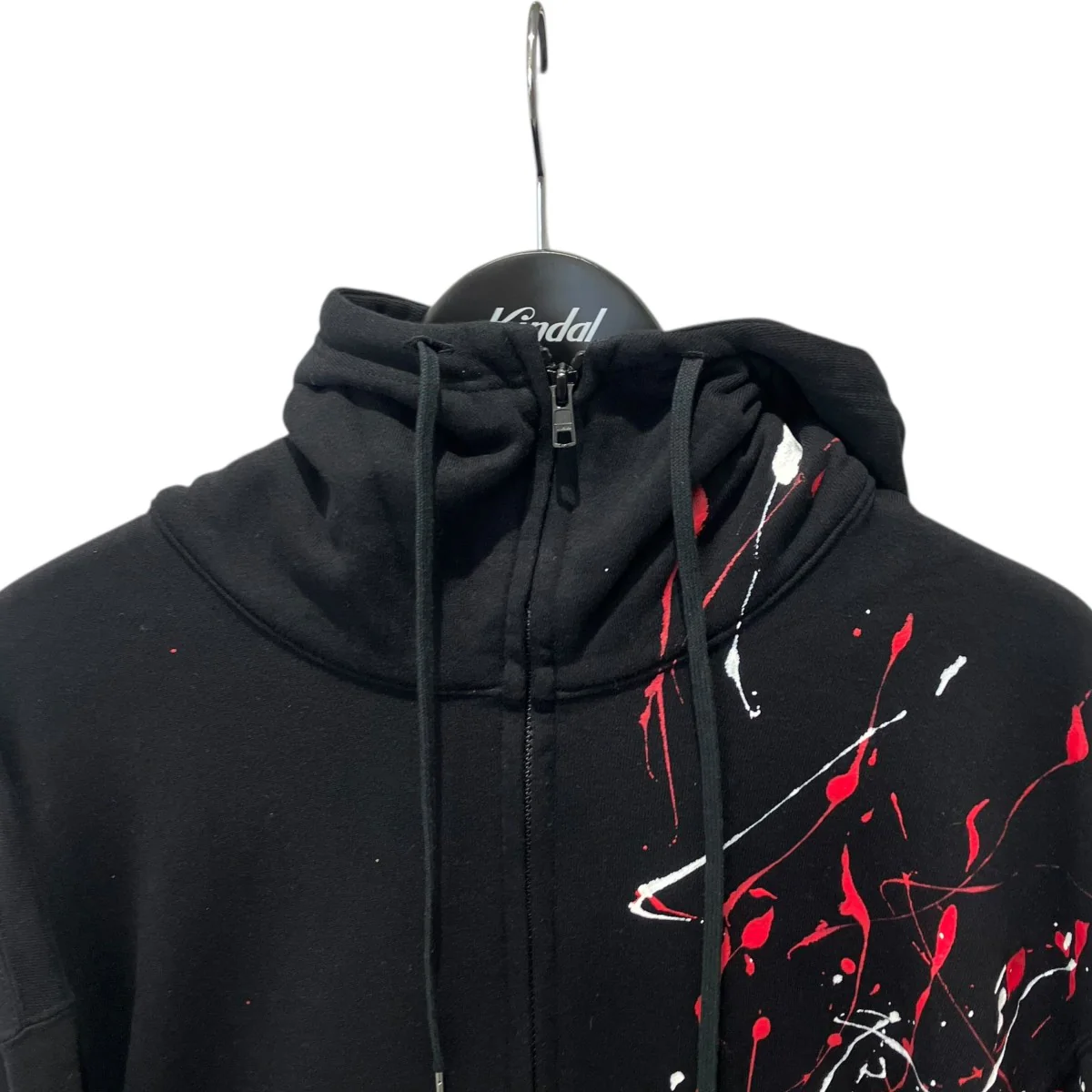 FRENCH TERRY SPLASH PAINTED ZIP-UP HOODIE REDパーカーub-t29-033 - Image 3