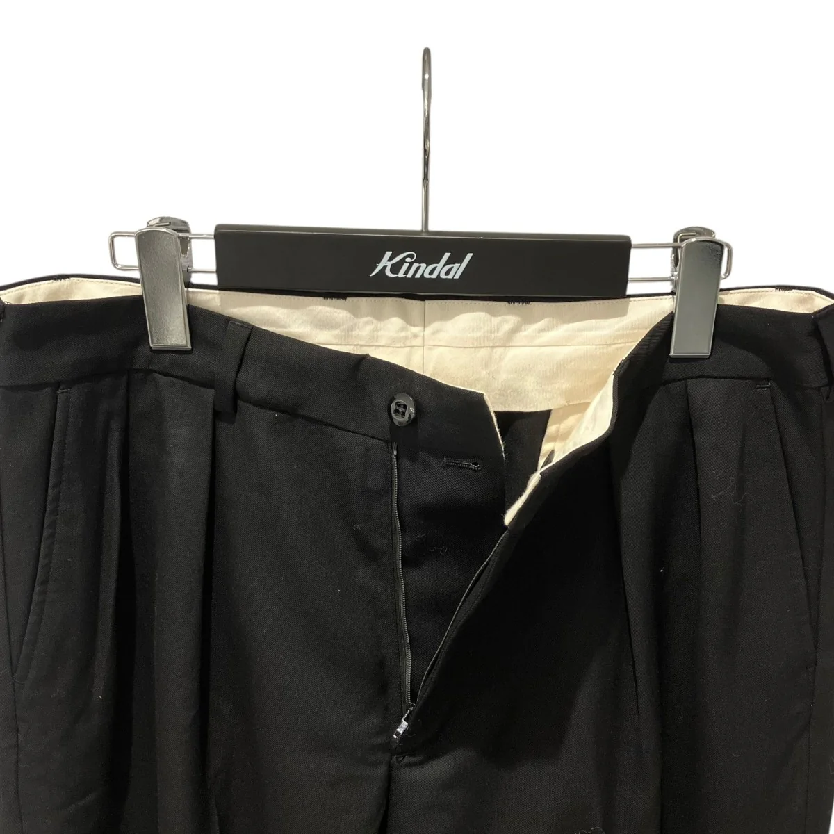 Officer Pants Black Gabardineスラックス352-16201-202412 - Image 3
