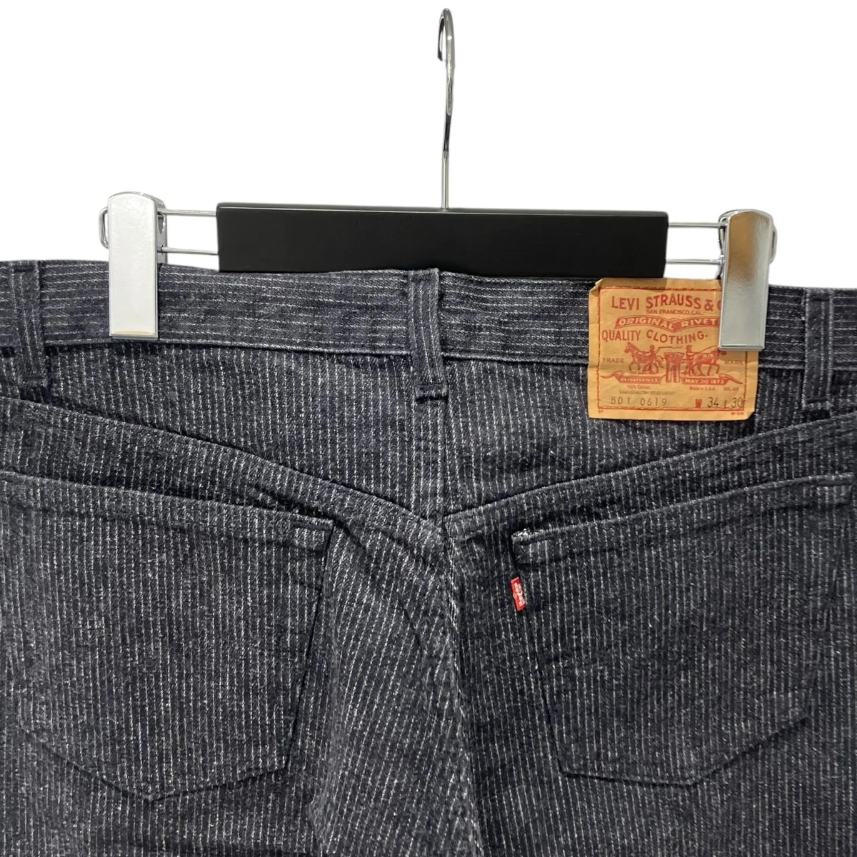80-90’s Black Stripe Jeans TOPボタン525デニムパンツ501-0619 - Image 5