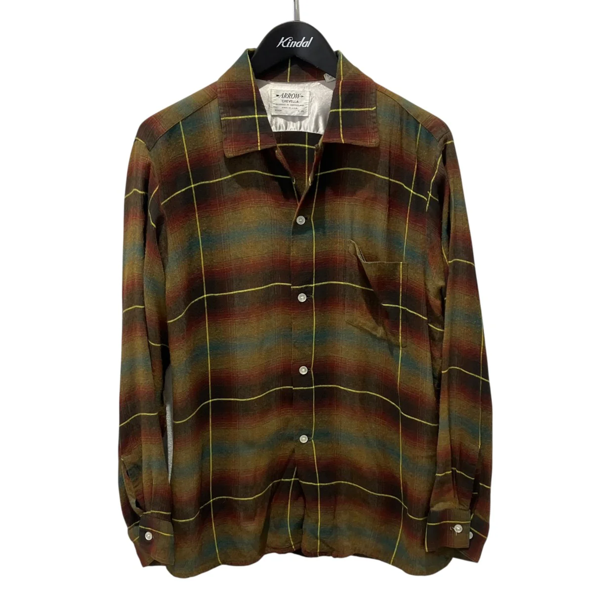 60s Shadow Plaid Long Sleeve Rayon Shirt L長袖シャツ7485CA8