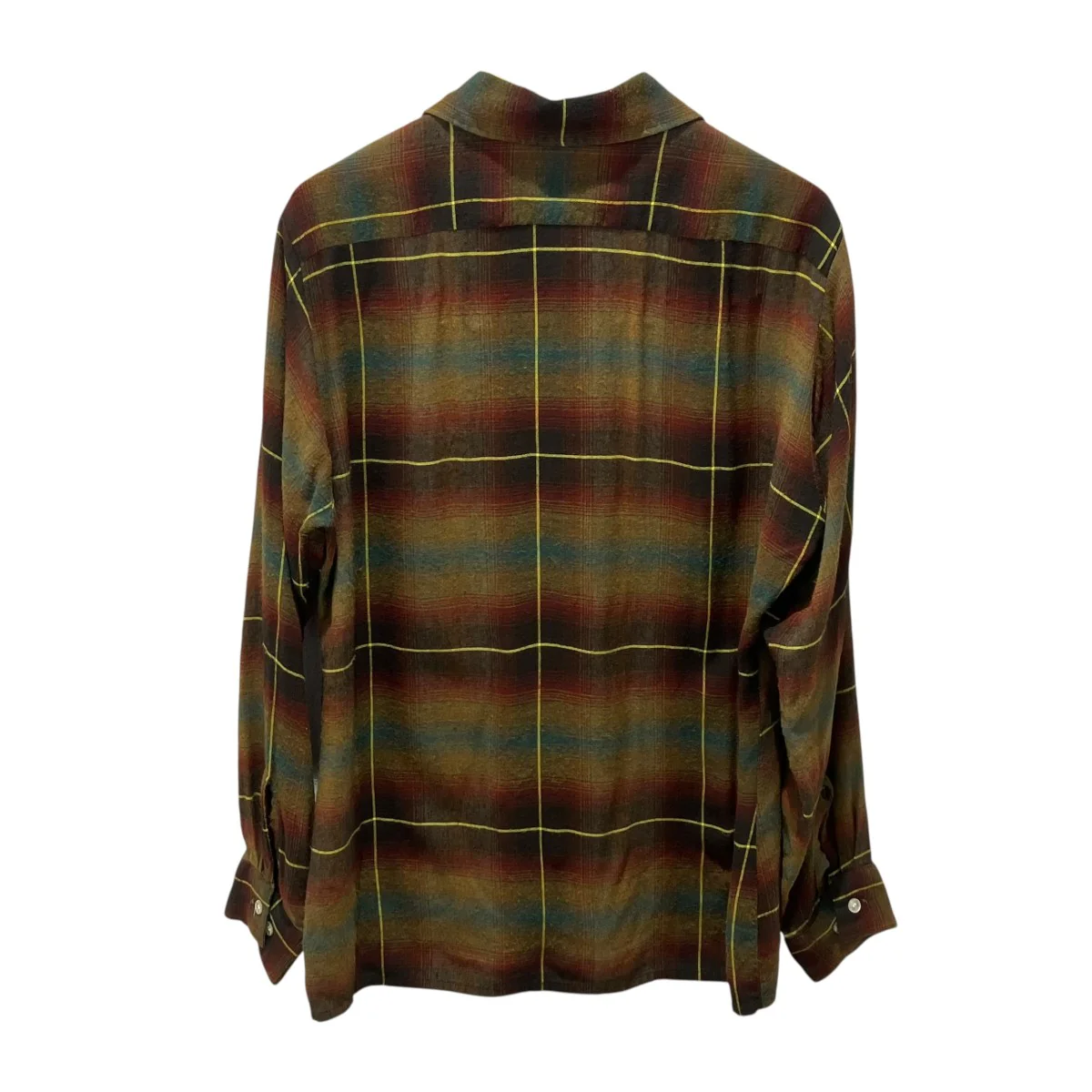 60s Shadow Plaid Long Sleeve Rayon Shirt L長袖シャツ7485CA8 - Image 2