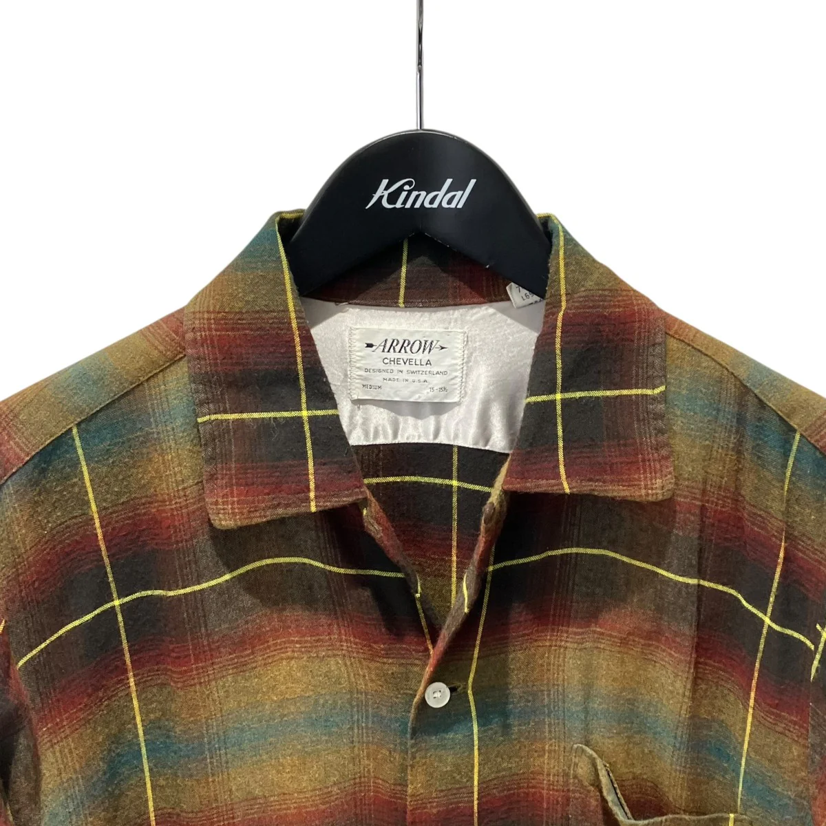 60s Shadow Plaid Long Sleeve Rayon Shirt L長袖シャツ7485CA8 - Image 3