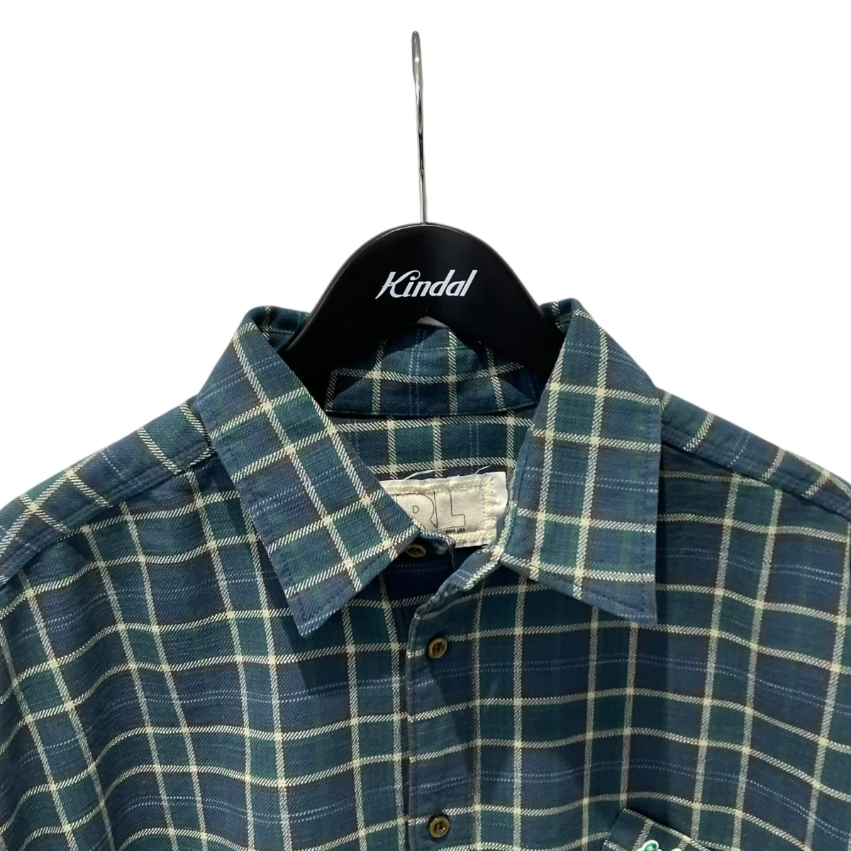 UNISEX BLUE PLAID SHIRT WOVEN長袖シャツerl11b004-1 - Image 3