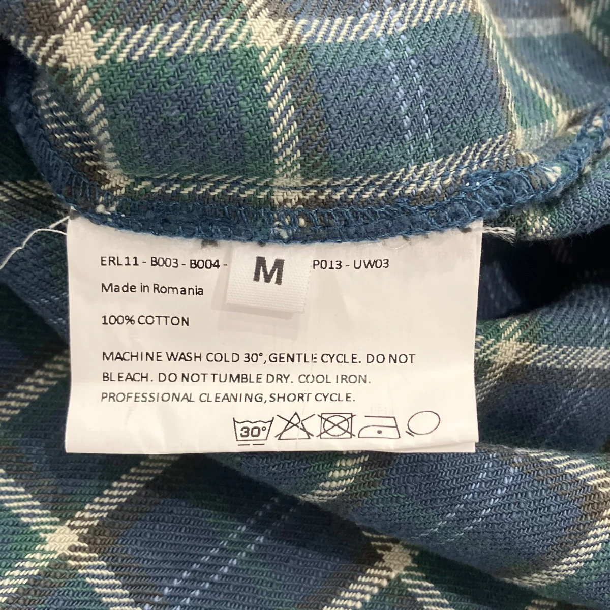 UNISEX BLUE PLAID SHIRT WOVEN長袖シャツerl11b004-1 - Image 5