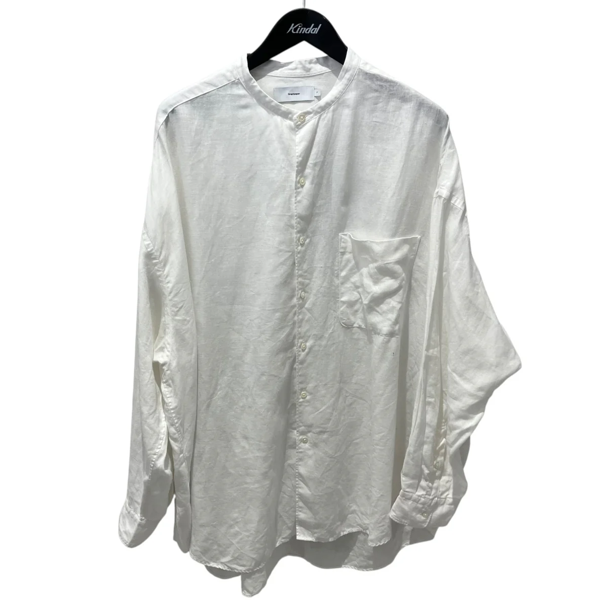 長袖シャツGM222-50008 Linen L/S Oversized Band Collar Shirt
