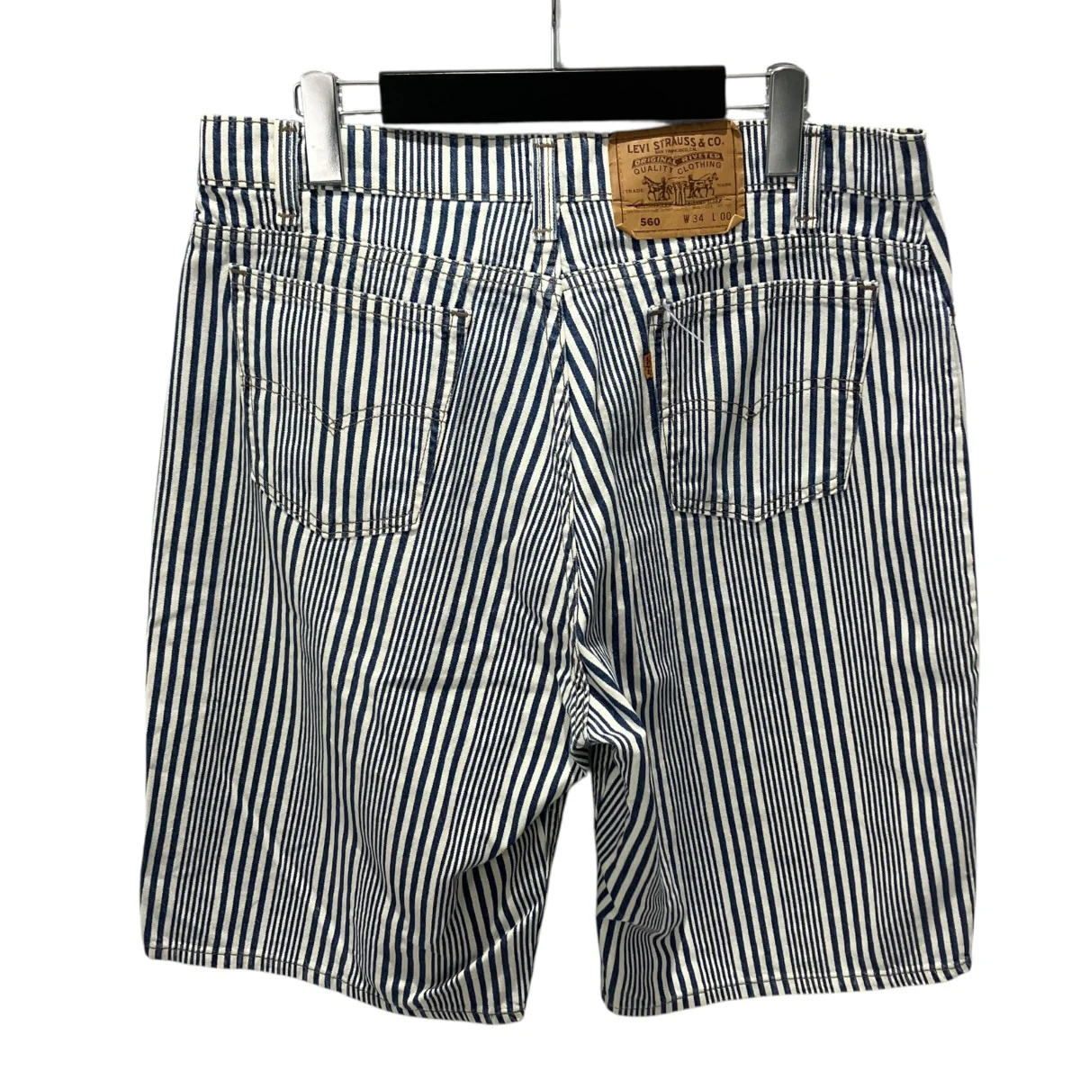 90’S LEVI’S 560 HICKORY COTTON SHORTSハーフパンツ - Image 2