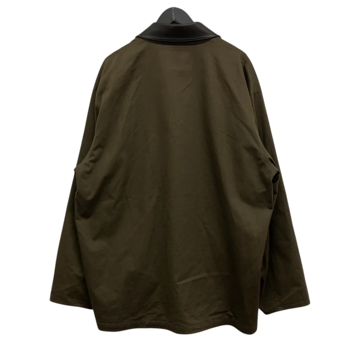 oversized blouson with leather patch レザーカラーコート - Image 2